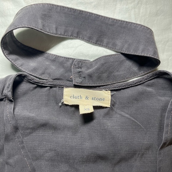 Anthropologie Cloth & Stone Choker Short Sleeve Black Blouse Size Extra Small XS - Picture 6 of 13